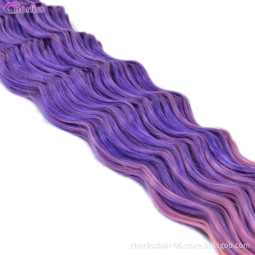 Wholesale Ombre 30 Inch Soft Water Wave Crochet Hair Attachment for Braids Long Deep Wave Synthetic Braiding Hair Extensions